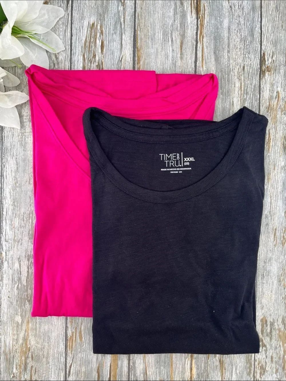 Women's Slub V Neck & Crewneck Short Sleeve T-Shirts 2-Pack Size XXXL
